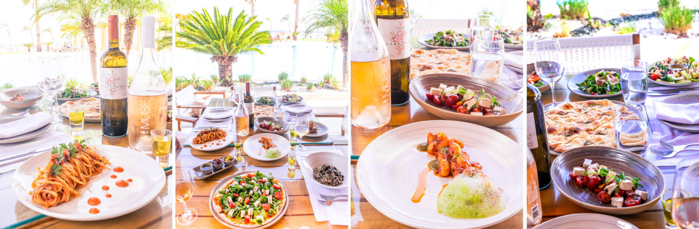 Plant-based brunch at Mitsis Alila Resort and Spa in Rhodes, Greece on vacation, eating Italian vegan food while on the perfect vacation on the Mediterranean