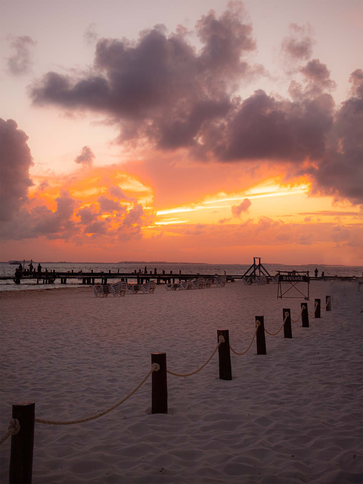 The white sands of Playa Norte sunset beach