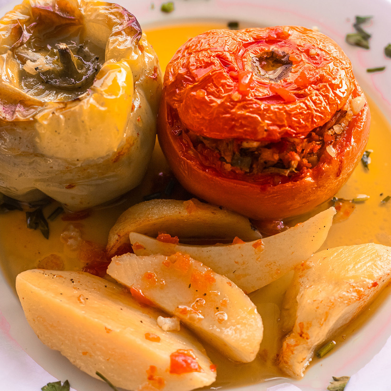 Gemista, Greek stuffed tomatoes, Greek restaurants