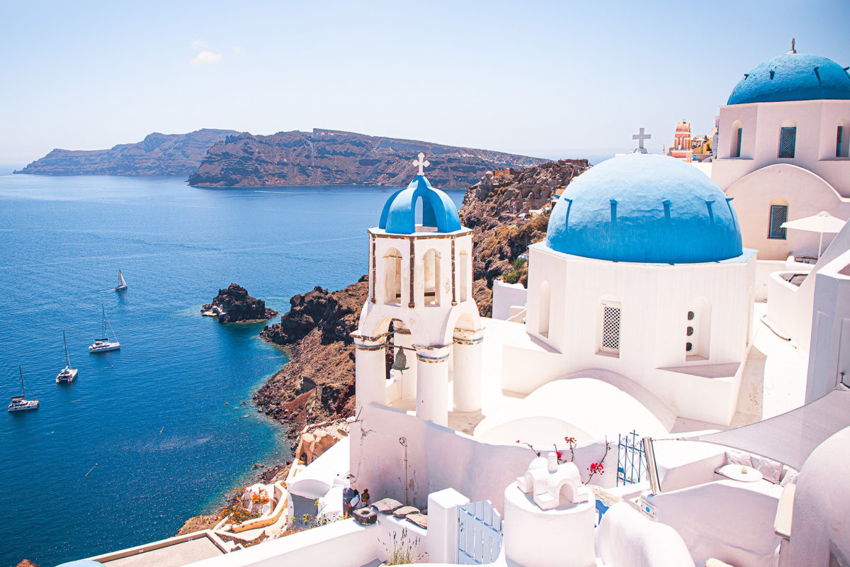 The Three Blue Domes of Oia, in Santorini with Anna Myrha