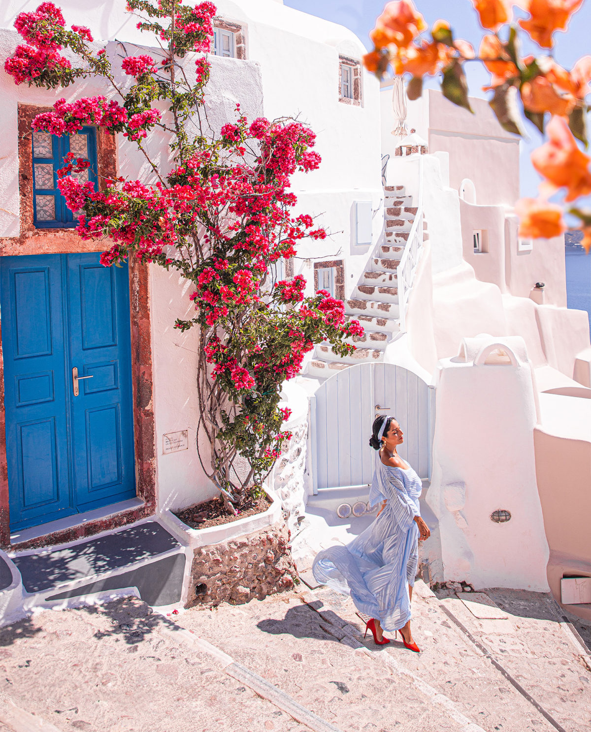 One of the most Instagraable locations in Oia, Santorini with Anna Myrha from travel to a fairytale