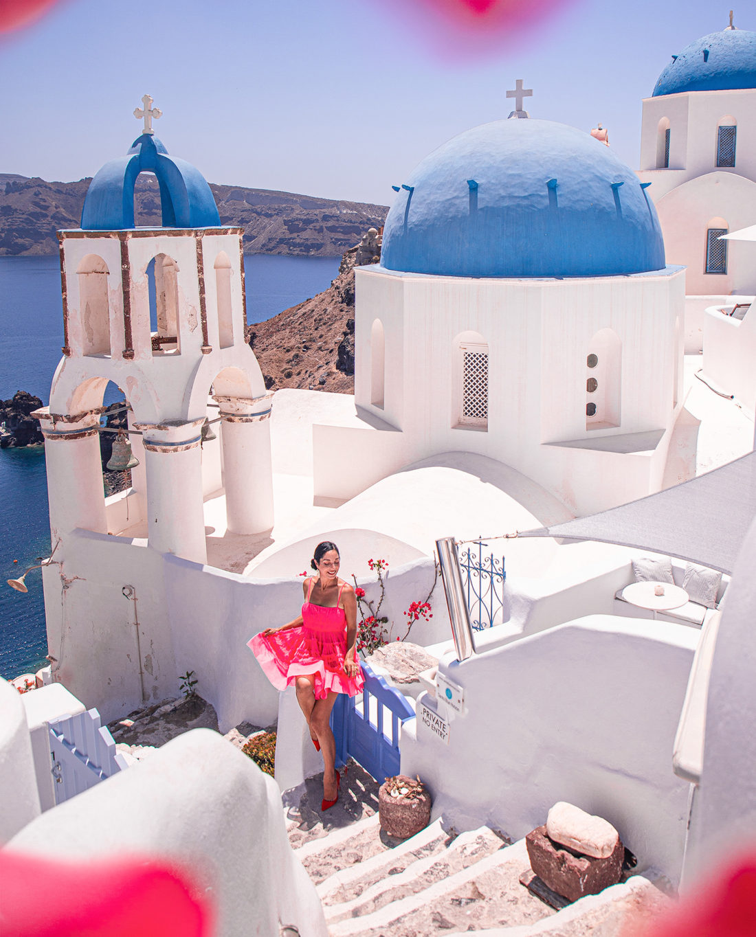 The Three Blue Domes of Oia, in Santorini with Anna Myrha