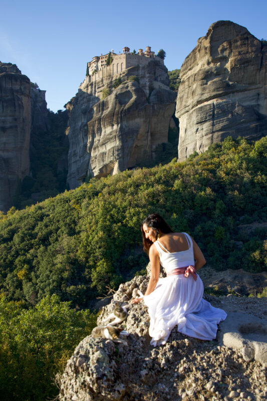 Anna Myrha at the vista by the Monastery of Rousanos at Meteora, Kalabaka Greece